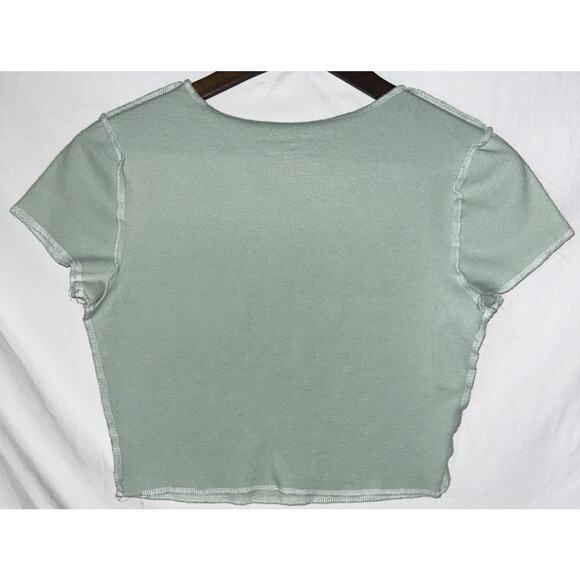 Love Tribe Women's Pale Green Medium Live By The Sun Midriff Graphic Tee - Picture 3 of 4